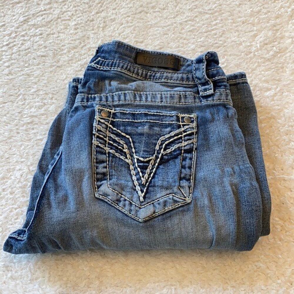 Vigoss Jeans Womens 6 Blue Bootcut Midrise Thick Stitch Western Rodeo